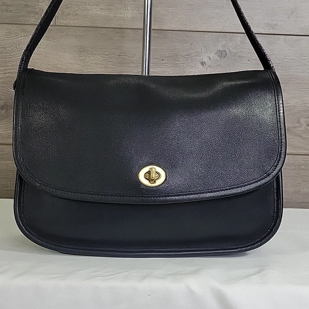 Vintage Coach 9790 Black Leather City Bag Shoulder Bag Satchel Purse - Picture 2 of 13